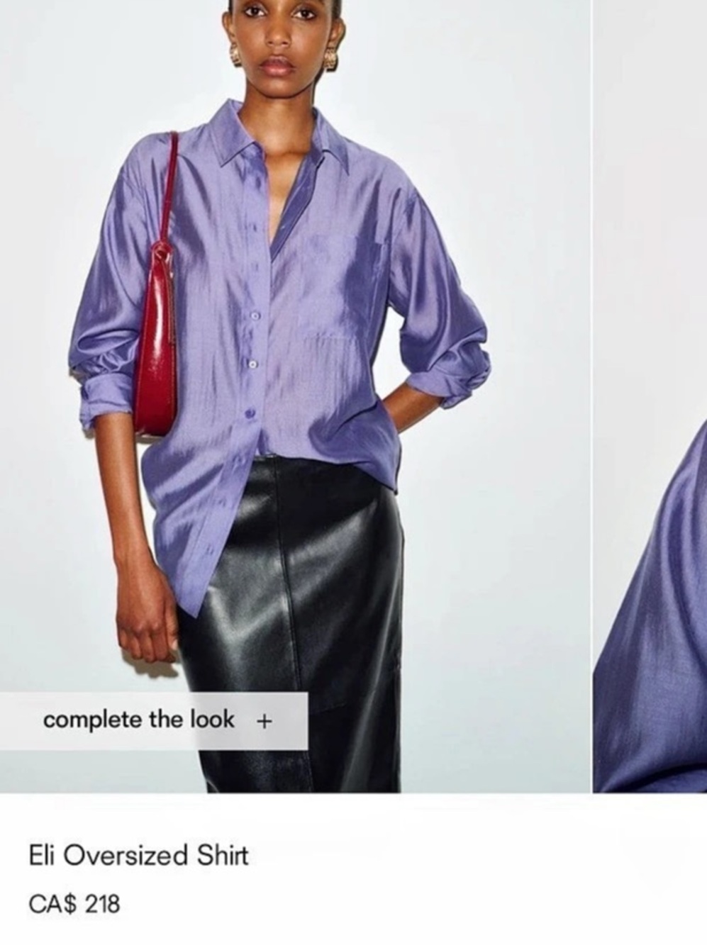 Reformation Eli Oversized Shirt Button Down in Purple NWT